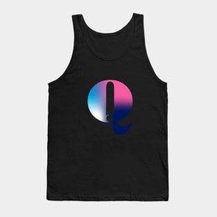 Capital Letter Q Monogram Gradient Pink Blue White Tank Top